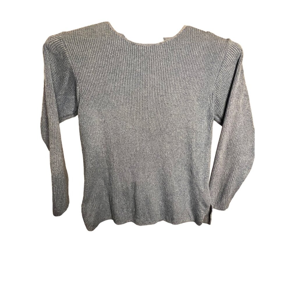 Liz Wear Petite Blue Sweater PS Tight Ribbed Knit Comfortable USA